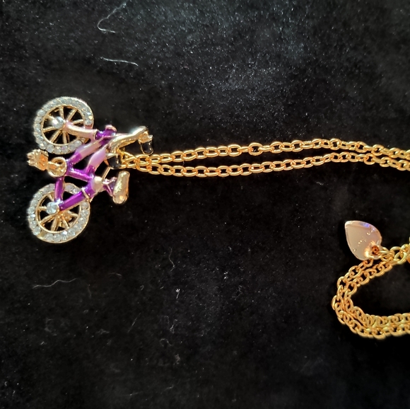 Whimsical Purple Bicycle Necklace/Brooch - Picture 4 of 4